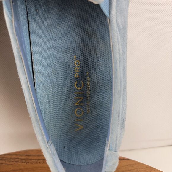 Vionic Womens Size 8.5 Blue Suede Comfort Vio Grip Slip On Loafers Shoes - Picture 6 of 9